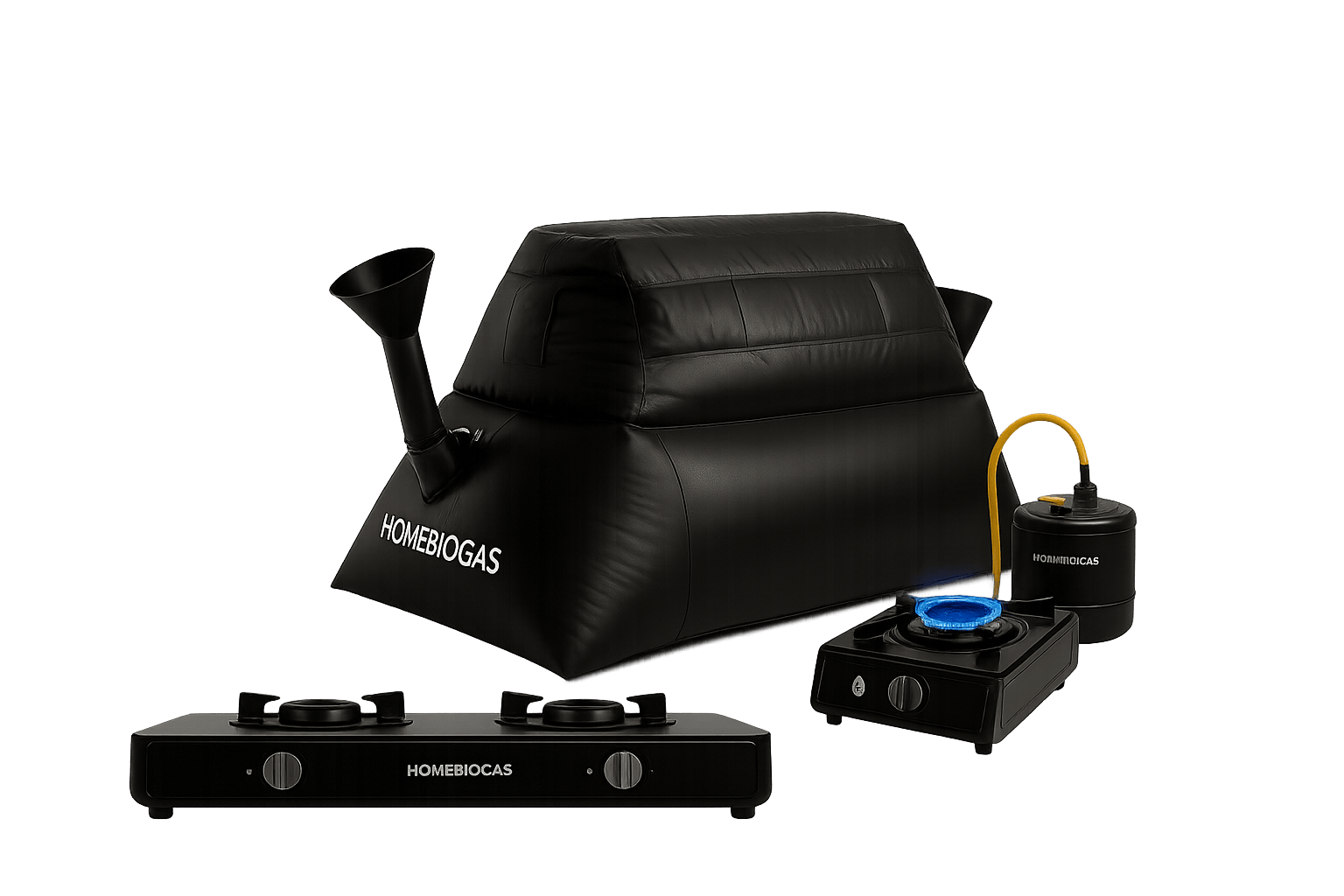 Familia en un jardín con HomeBiogas